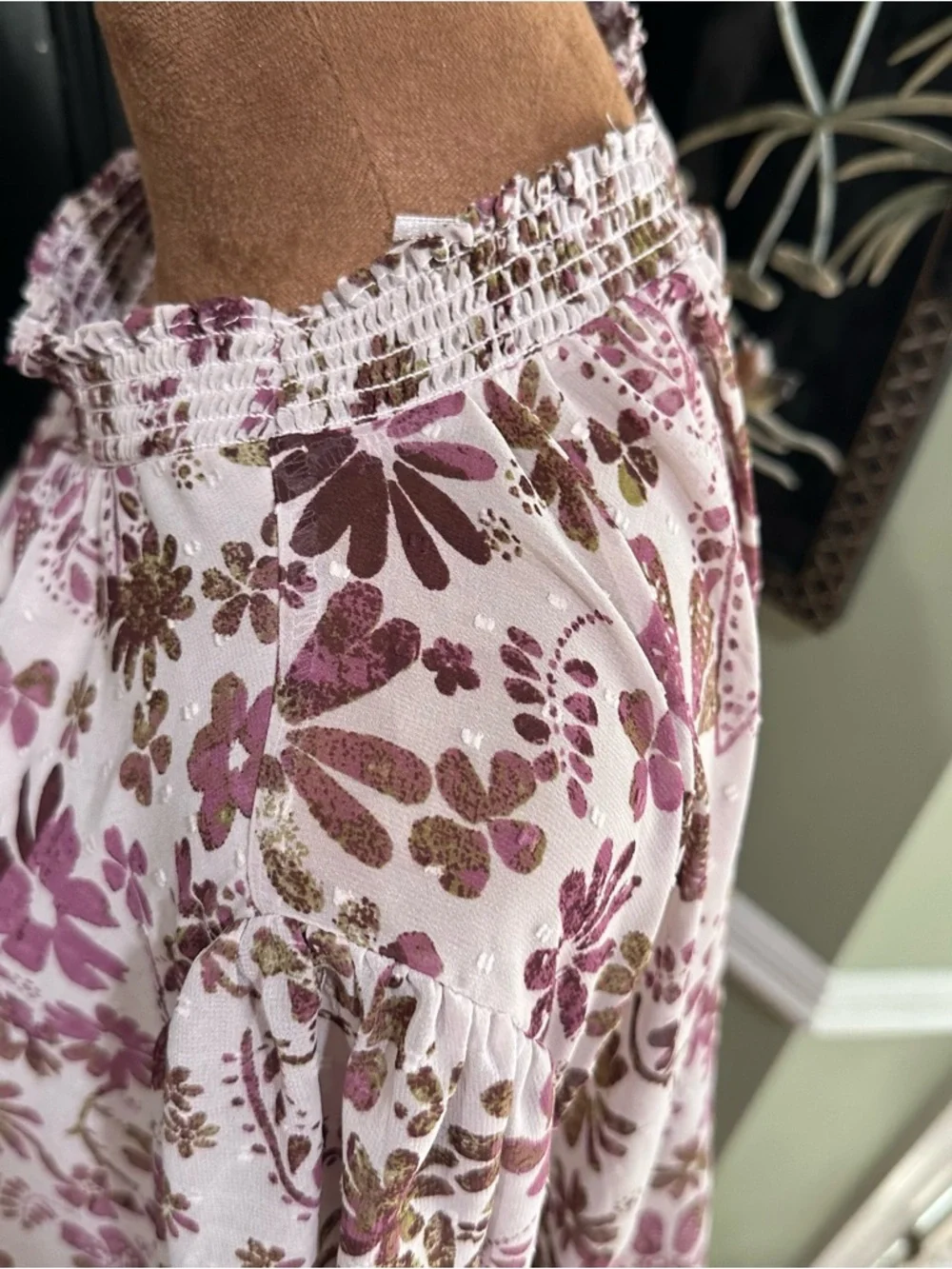 Free People Clarissa Printed Top – Lilac Grey Combo – Size Medium